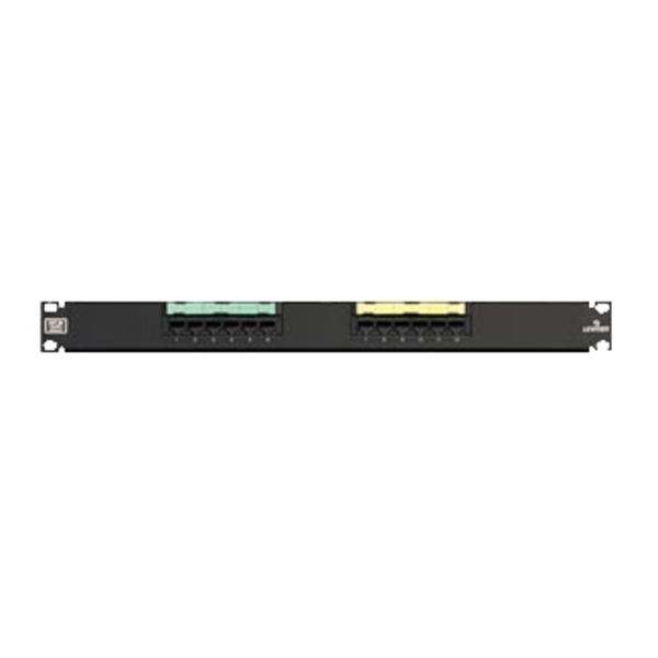 Leviton 12-Port Panel 110-Mod 8W8P, T568A/B Cat5E Gigamax, Black 1U 5G596-U12